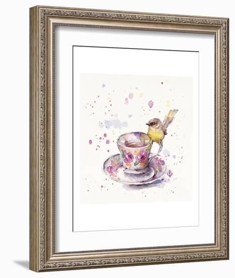 Tea Time (Eastern Yellow Robin)-Sillier than Sally-Framed Art Print