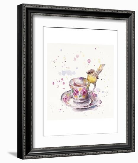 Tea Time (Eastern Yellow Robin)-Sillier than Sally-Framed Art Print