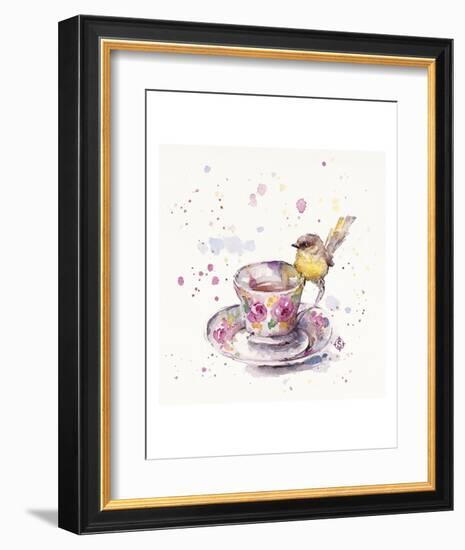 Tea Time (Eastern Yellow Robin)-Sillier than Sally-Framed Art Print