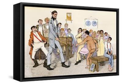 dramatisk kranium forhandler Teacher Spanking Boys with a Ruler in a One-Room School' Giclee Print |  Art.com