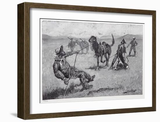 Teaching a mustang pony to pack dead game-Frederic Sackrider Remington-Framed Collectable Print