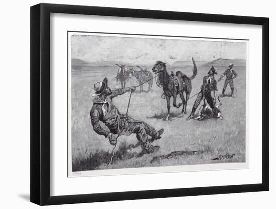 Teaching a mustang pony to pack dead game-Frederic Sackrider Remington-Framed Collectable Print