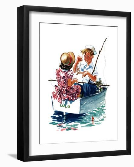 Teaching How to Fish - Child Life-Keith Ward-Framed Giclee Print