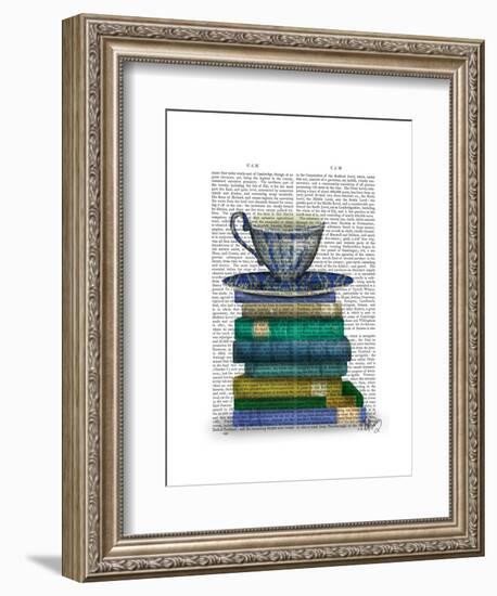 Teacup and Books-Fab Funky-Framed Art Print