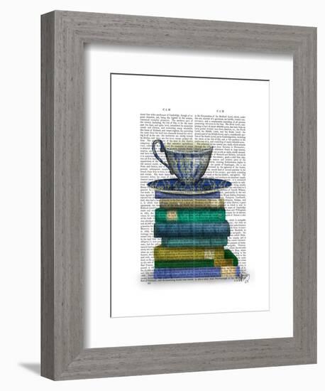 Teacup and Books-Fab Funky-Framed Art Print