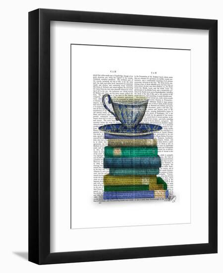 Teacup and Books-Fab Funky-Framed Art Print