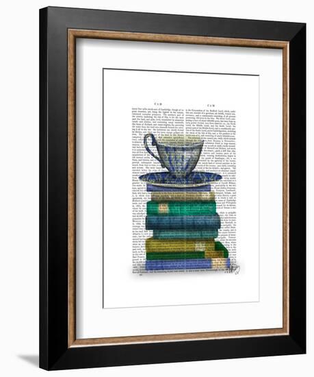 Teacup and Books-Fab Funky-Framed Art Print