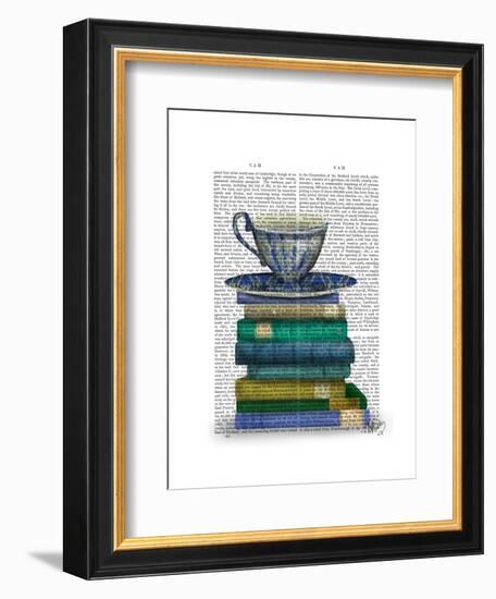 Teacup and Books-Fab Funky-Framed Art Print