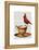 Teacup and Red Cardinal-Fab Funky-Framed Stretched Canvas