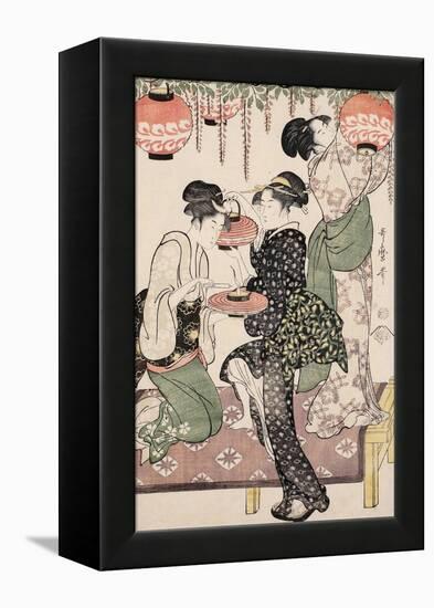 Teahouse Girls under a Wistaria Espalier, 1795-Kitagawa Utamaro-Framed Premier Image Canvas