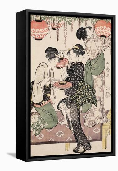 Teahouse Girls under a Wistaria Espalier, 1795-Kitagawa Utamaro-Framed Premier Image Canvas