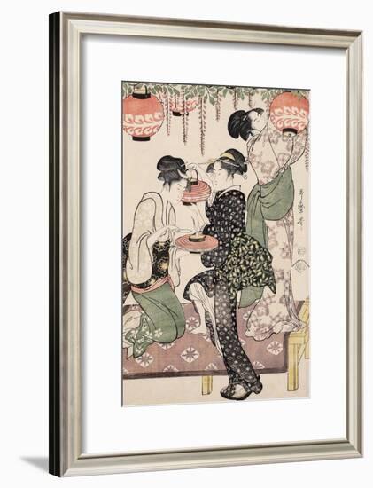 Teahouse Girls under a Wistaria Espalier, 1795-Kitagawa Utamaro-Framed Giclee Print