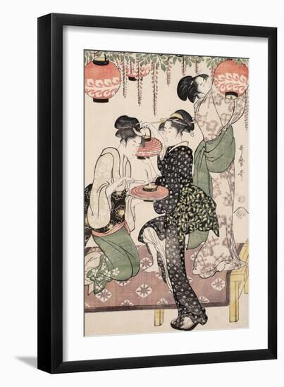 Teahouse Girls under a Wistaria Espalier, 1795-Kitagawa Utamaro-Framed Giclee Print