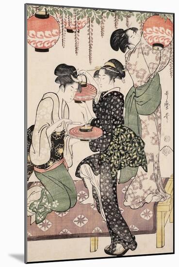 Teahouse Girls under a Wistaria Espalier, 1795-Kitagawa Utamaro-Mounted Giclee Print