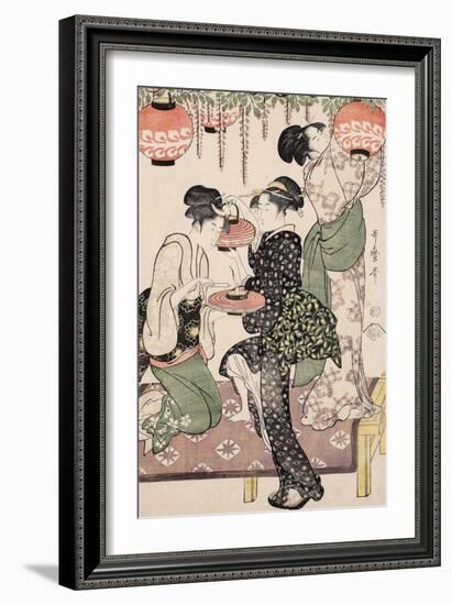 Teahouse Girls under a Wistaria Espalier, 1795-Kitagawa Utamaro-Framed Giclee Print