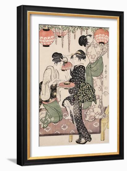 Teahouse Girls under a Wistaria Espalier, 1795-Kitagawa Utamaro-Framed Giclee Print