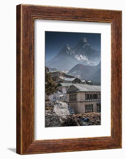 Teahouses with Mt. Ama Dablam in background.-Lee Klopfer-Framed Photographic Print