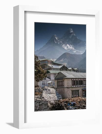 Teahouses with Mt. Ama Dablam in background.-Lee Klopfer-Framed Photographic Print