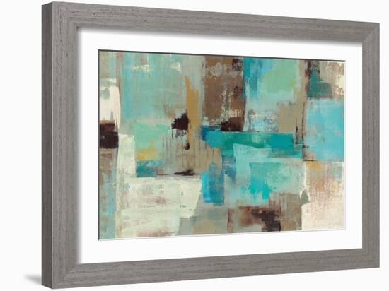 Teal and Aqua Reflections V2-Silvia Vassileva-Framed Art Print