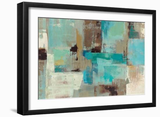 Teal and Aqua Reflections V2-Silvia Vassileva-Framed Art Print