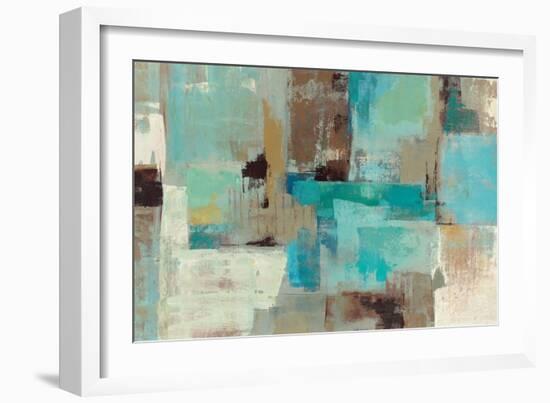 Teal and Aqua Reflections V2-Silvia Vassileva-Framed Art Print