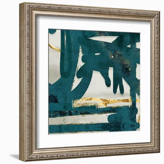 Teal and Flare Square D-Cynthia Alvarez-Framed Art Print