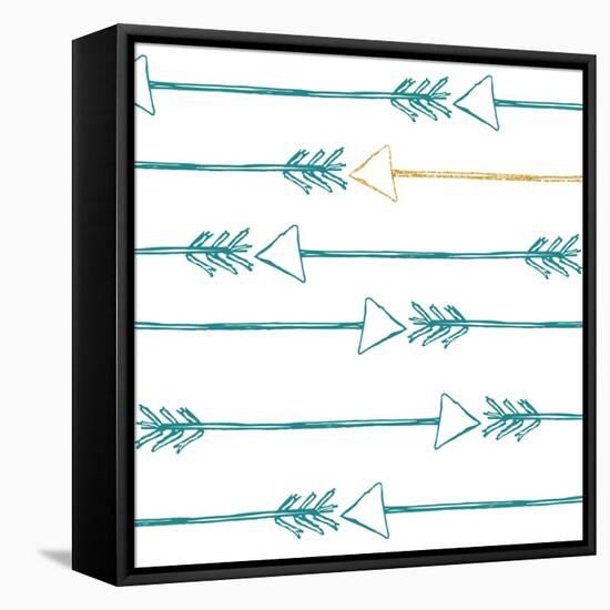 Teal and Gold Arrows-null-Framed Stretched Canvas