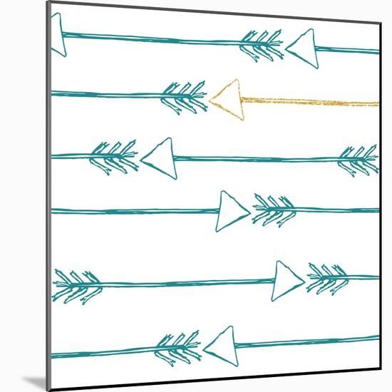 Teal and Gold Arrows-null-Mounted Art Print