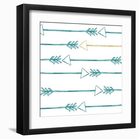 Teal and Gold Arrows-null-Framed Art Print