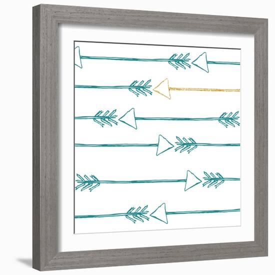 Teal and Gold Arrows-null-Framed Premium Giclee Print