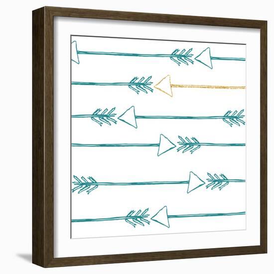 Teal and Gold Arrows-null-Framed Premium Giclee Print