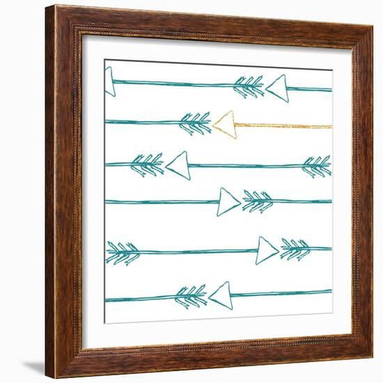 Teal and Gold Arrows-null-Framed Premium Giclee Print