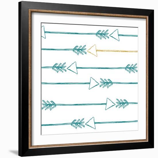 Teal and Gold Arrows-null-Framed Premium Giclee Print