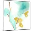 Teal and Ochre Ginko I-June Vess-Mounted Art Print