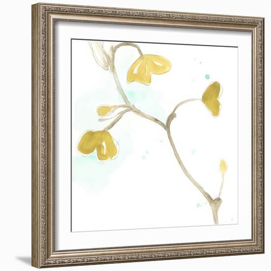 Teal and Ochre Ginko II-June Vess-Framed Premium Giclee Print