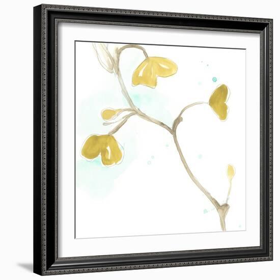 Teal and Ochre Ginko II-June Vess-Framed Premium Giclee Print