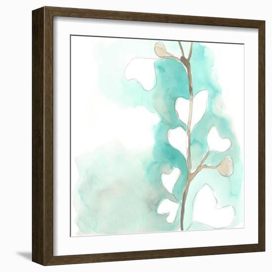 Teal and Ochre Ginko III-June Vess-Framed Art Print