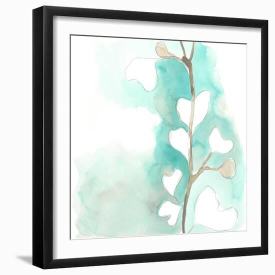 Teal and Ochre Ginko III-June Vess-Framed Art Print