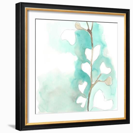 Teal and Ochre Ginko III-June Vess-Framed Art Print