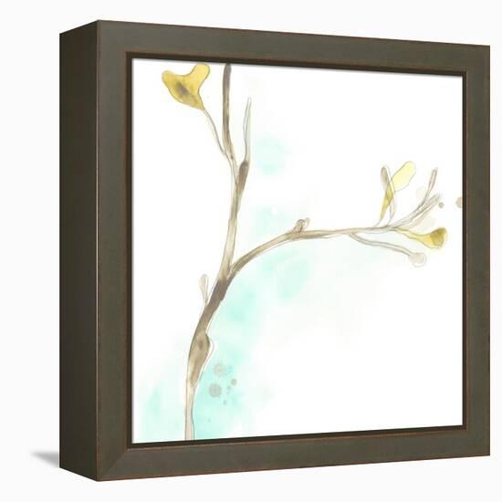 Teal and Ochre Ginko IV-June Vess-Framed Stretched Canvas