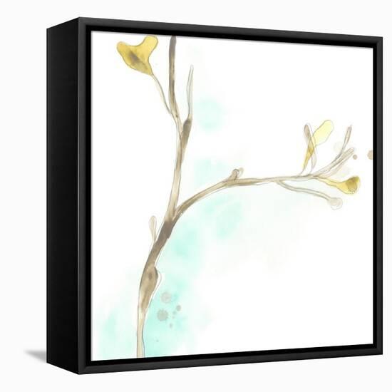 Teal and Ochre Ginko IV-June Vess-Framed Stretched Canvas