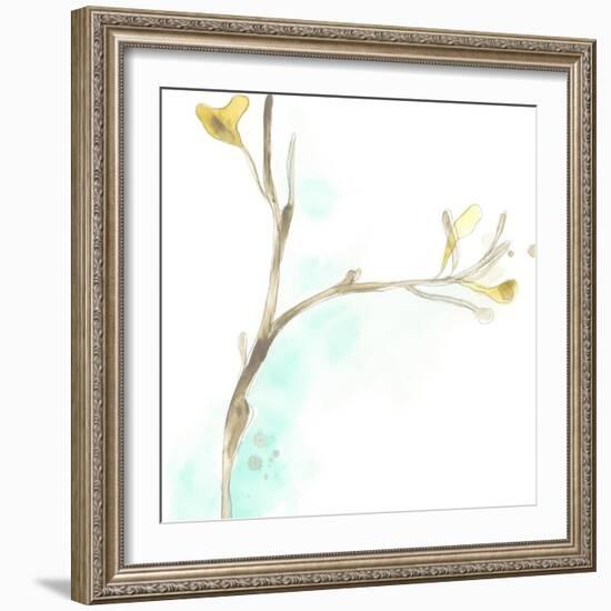 Teal and Ochre Ginko IV-June Vess-Framed Art Print