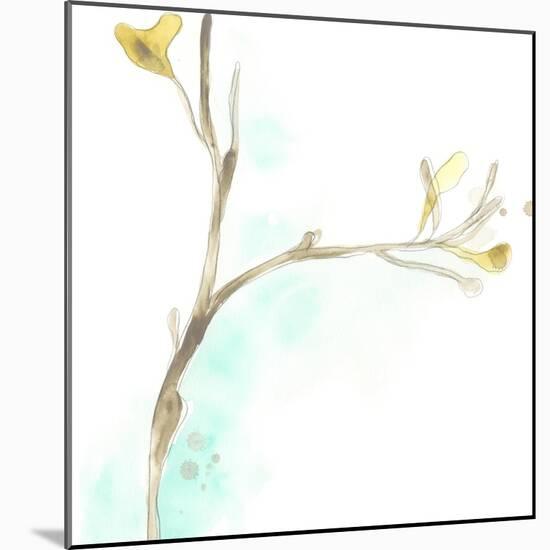 Teal and Ochre Ginko IV-June Vess-Mounted Art Print