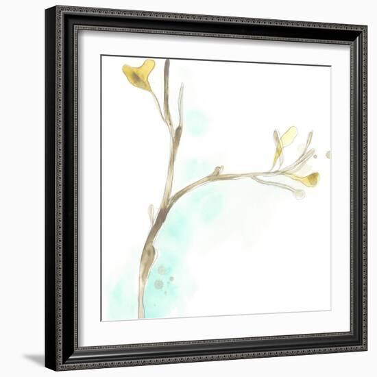 Teal and Ochre Ginko IV-June Vess-Framed Art Print