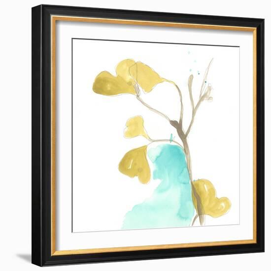 Teal and Ochre Ginko IX-June Vess-Framed Premium Giclee Print