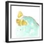 Teal and Ochre Ginko VI-June Vess-Framed Art Print