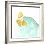 Teal and Ochre Ginko VI-June Vess-Framed Art Print