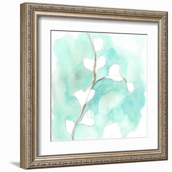 Teal and Ochre Ginko VII-June Vess-Framed Art Print