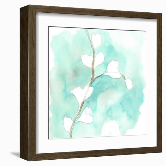 Teal and Ochre Ginko VII-June Vess-Framed Art Print