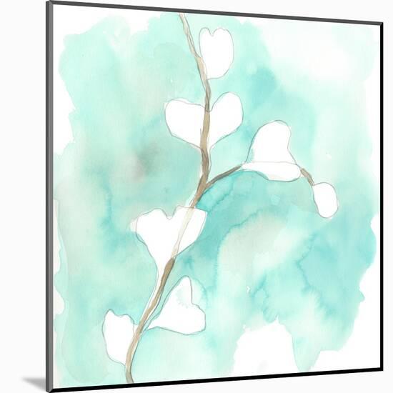Teal and Ochre Ginko VII-June Vess-Mounted Art Print